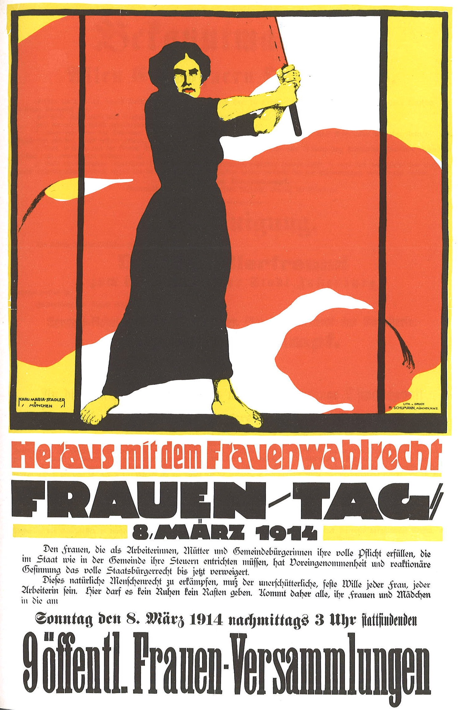 Plakat der Frauenbewegung zum Frauentag, 8. März 1914